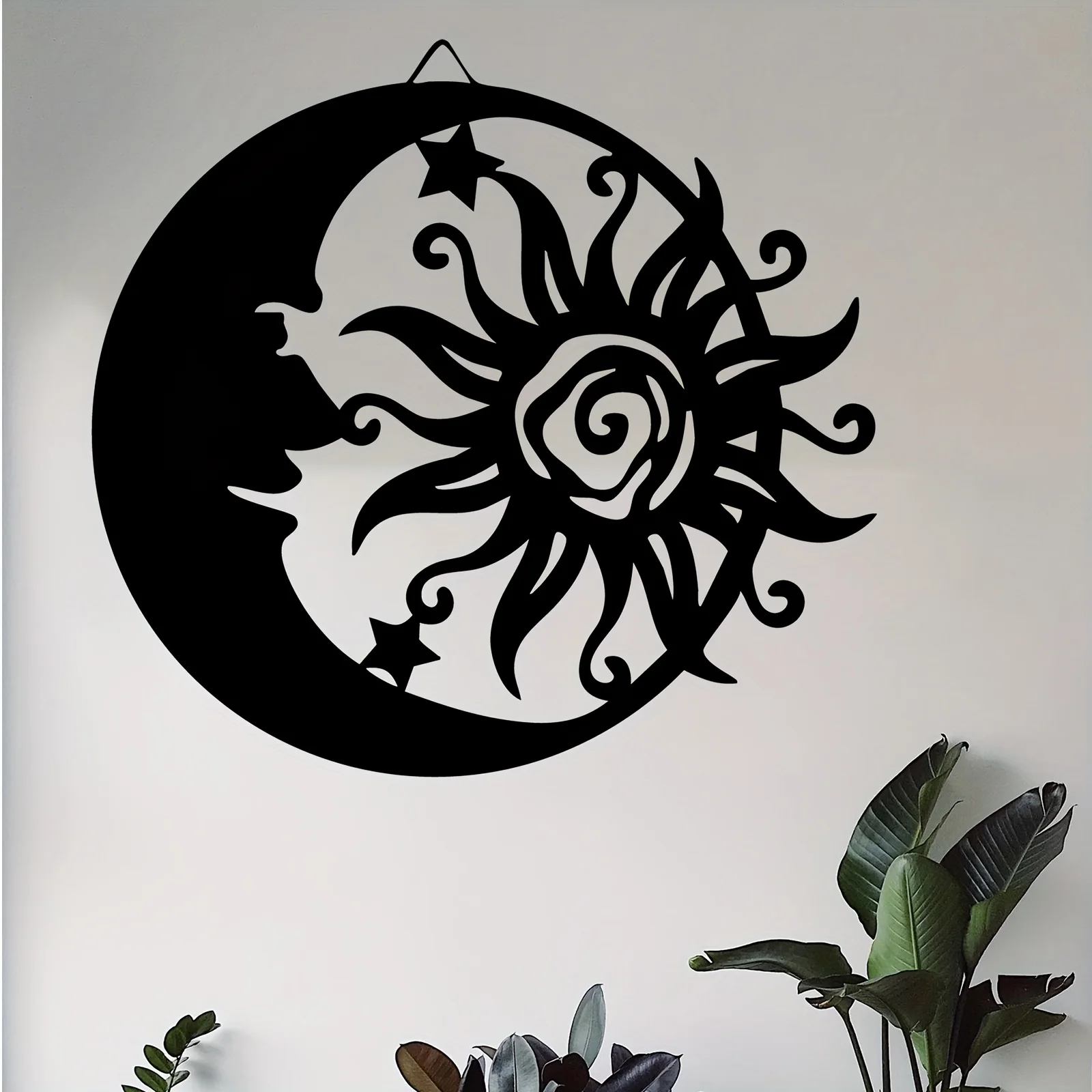 Sun Moon Star Metal Wall Art, Celestial Boho Wall Sculpture, Weatherproof Iron Decor for Garden Living Room, Housewarming Gift