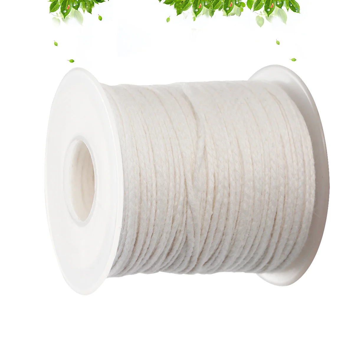 1 Roll 61 Meter Pre Waxed Wicks Making Material DIY Cotton 18 Strands Braided Wick Spool for DIY (White)