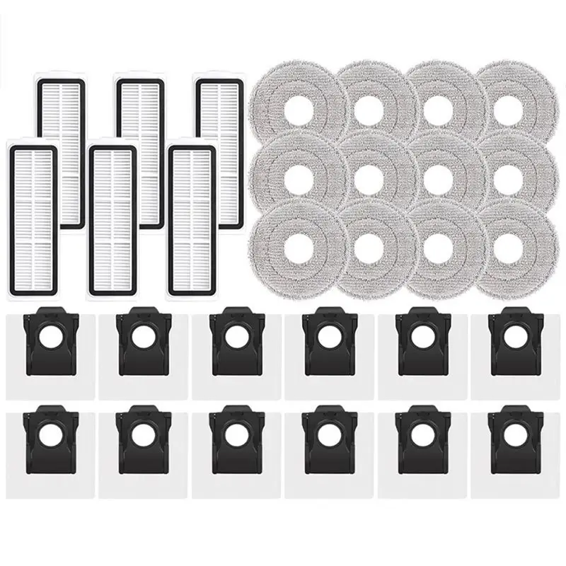 

ASWUT-For Cecotec Conga X100/X100 X-Treme Replacement Parts HEPA Filter Dust Bag Mop Cloth