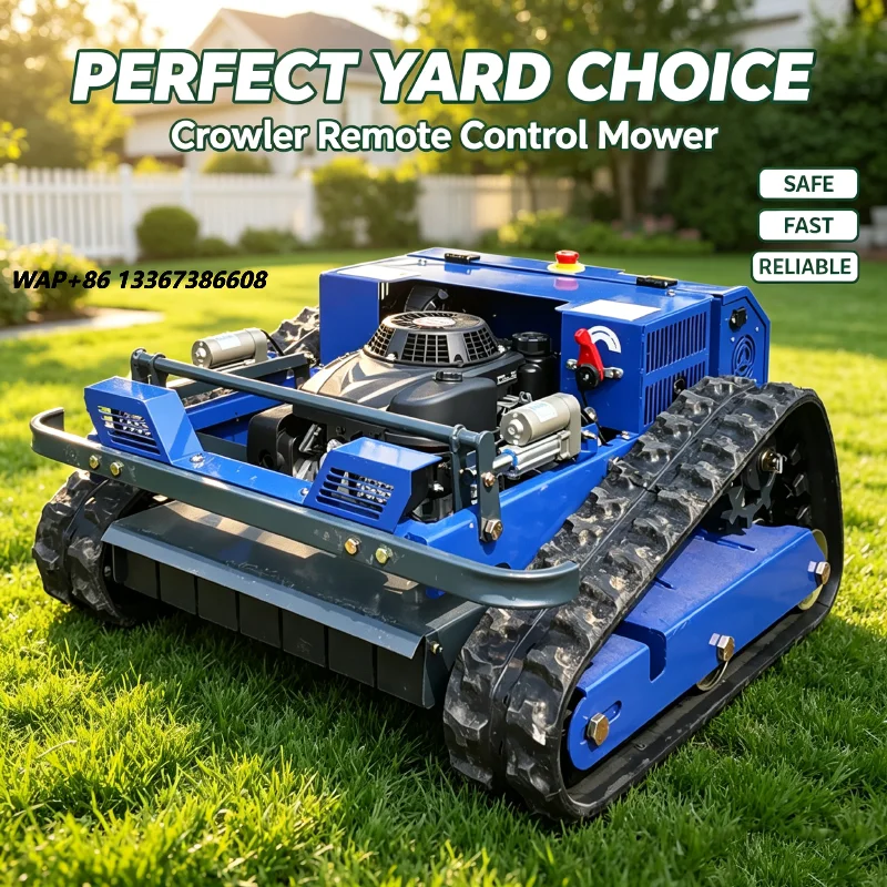 4 Stroke Gas Engine Crawler Remote Controlled Lawn Mower All Terrain Tracked Grass Cutter Machine
