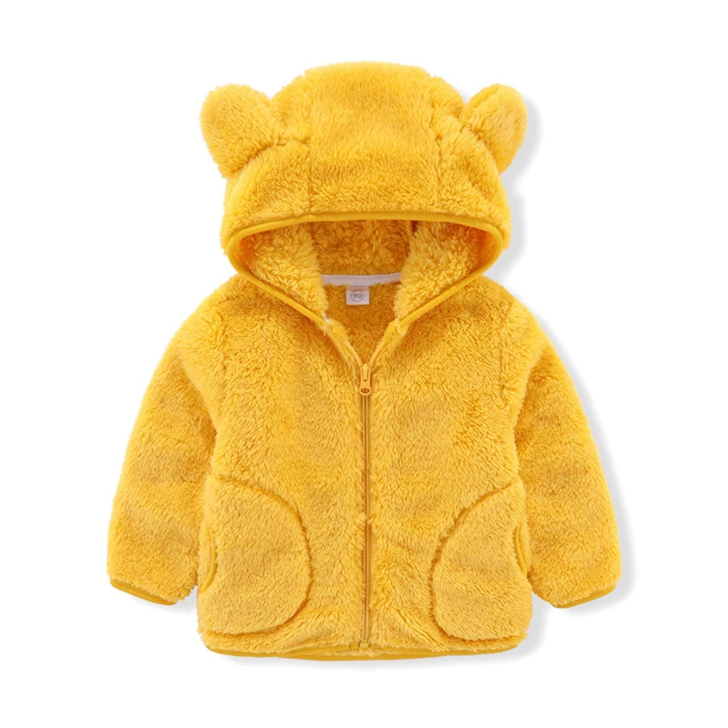 Plush Baby Jacket Warm Autumn Winter Jacket For Girls Sweater Coat Cute Bear Hooded Infant Outwear 1-5 Year Toddler Girl Clothes