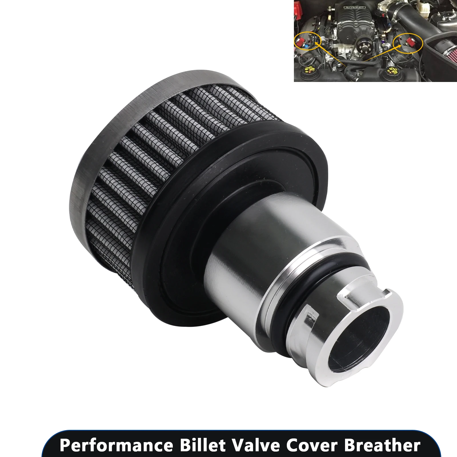 

Tapa Válvulas Aluminio Billet para Mustang 4.6/5.0 V6 2005-2016, Tapa Aceite Cromada con Respiraro