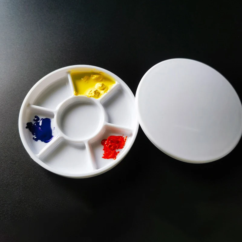 Piatto di miscelazione del colore scoperto o coperto in ceramica imitazione a 7 griglie Piatto per trucco per unghie Pittura artistica Piatto di vernice in plastica per bambola in gesso