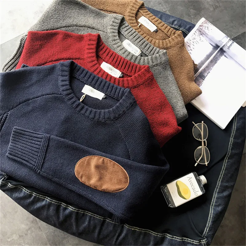 New Men Pullover Sweater Fashion Patch Designs Knitted Sweater Men Harajuku Streetwear O Neck Causal Pullovers Mens Plus Size