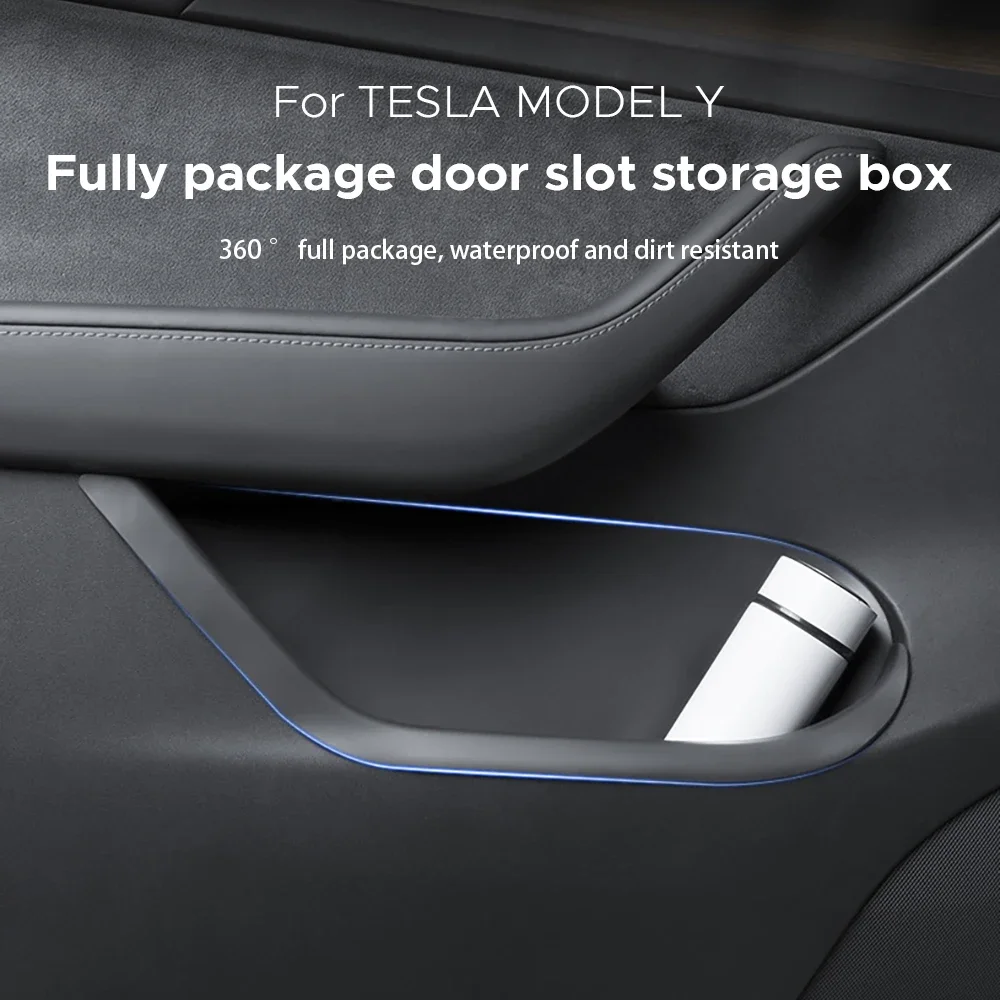 Car Door Storage Box For Tesla Model Y 2021-2024 TPE Gate Slot Anti Dirty Storage Organizer Tidying Car Accessories