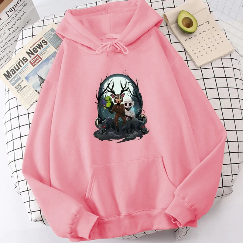 Nights in The Forest Men Women Hoodies Halloween Spooky Hoodie Design Print Tops Neutral Long Sleeved Pullover Hoodie Clothing