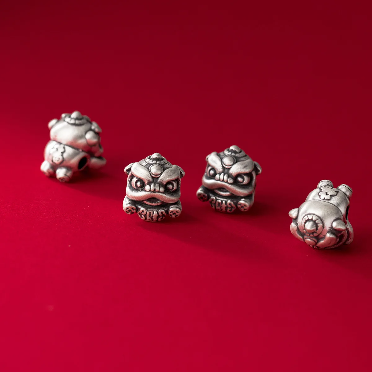 MEETSOFT-999 스털링 실버 레트로 구멍을 통해 3D 동물 호랑이 PiXiu 아기 펜던트 매력, DIY 수제 팔찌 선물 만들기