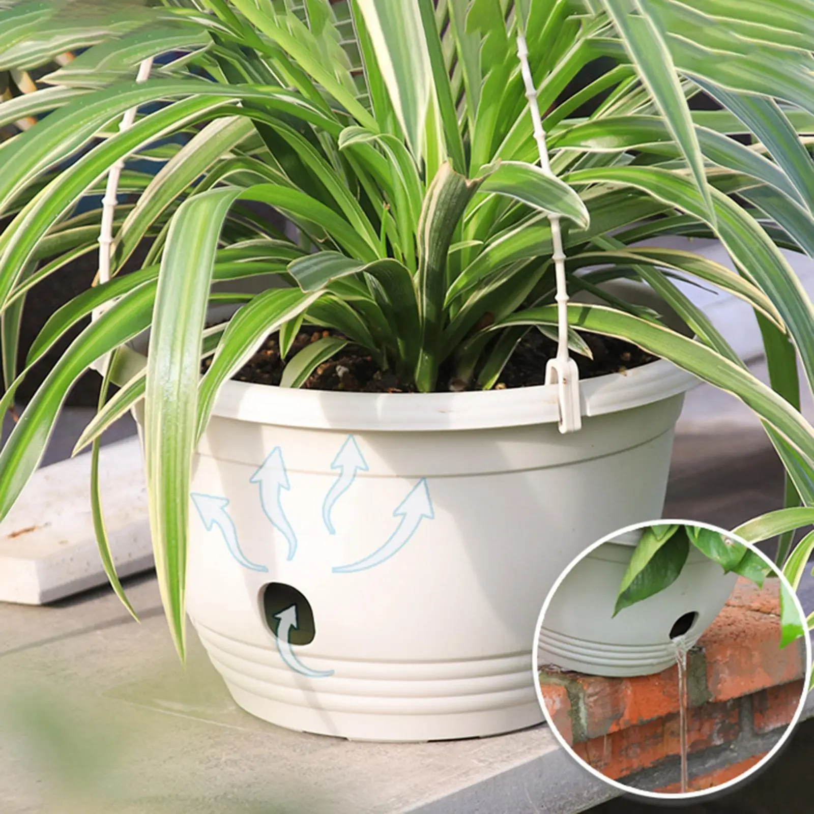 Self Watering Flower Planter Modern Design Plant Pot Double Layer Planter for Desk Indoor and Outdoor Courtyard Tabletop Balcony