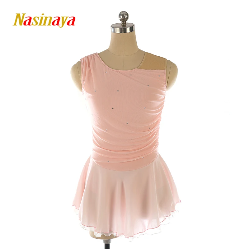 Figure Skating Performance Dress, Children's Adult Girls' Competition Grade Exam Skirt, Sleeveless view 5