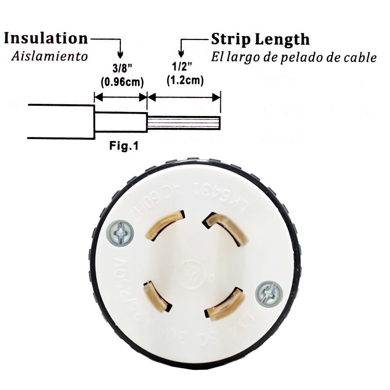 LK6431 US NEMAL14-30P Male Power Plug 30A125V 250V 4Pin Copper Electrical Industrial Wiring RV Connector Inlet American Standard