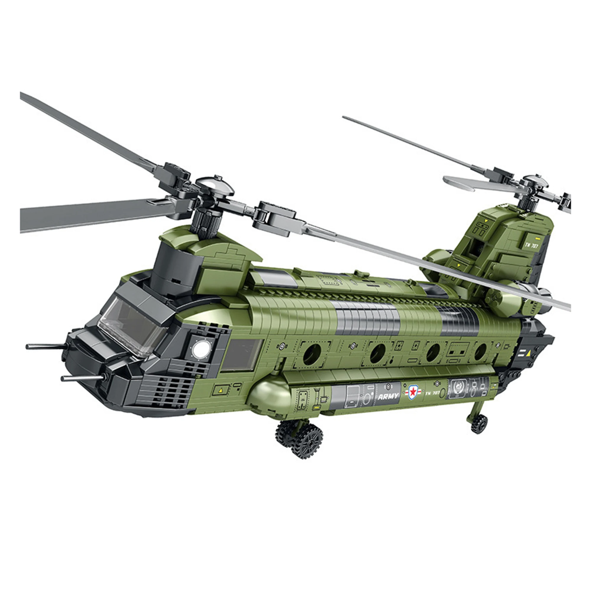 Schwertransport-Helikopter Bausteine MOC 33031 Tandemrotor Militärflugzeug-Modell Bausteine Mechanischer Hubschrauber Desktop-Display Spielzeug Geschenk Ohne Box