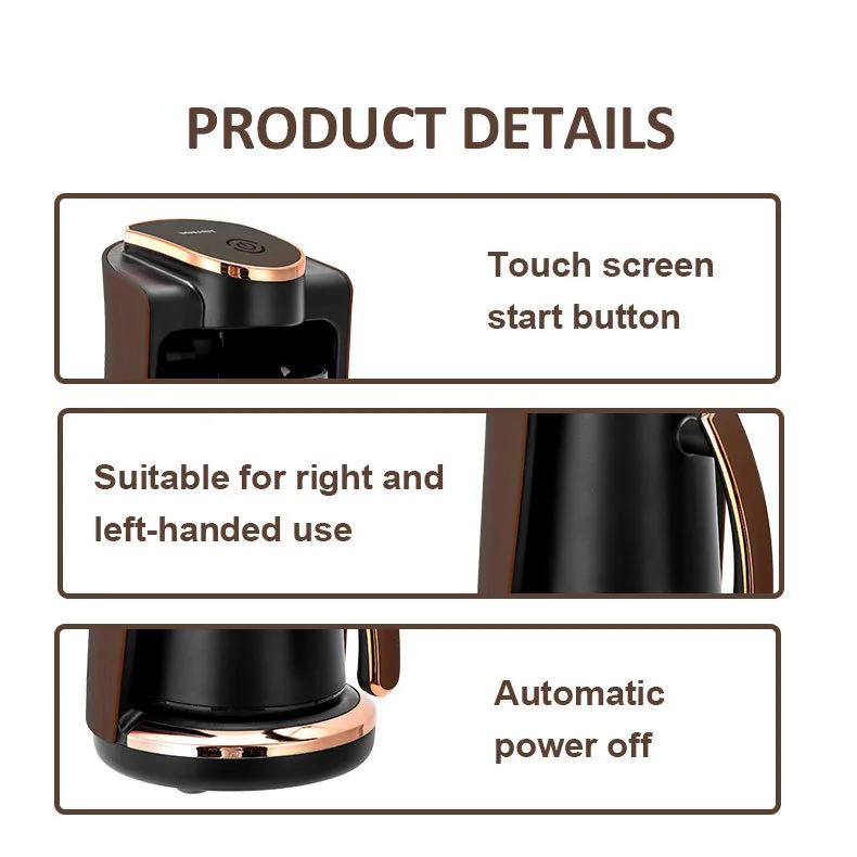 ماكينة صنع القهوة الكهربائية المدمجة بالتنقيط للاستخدام المنزلي 3-5 أكواب تخمير سريع سريع الحرارة ماكينة صنع القهوة التركية مريحة تلقائية