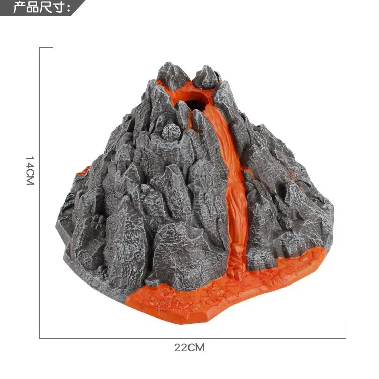 Simulation Volcano Model Spray Red Light Train Dinosaur Model Toy Accessories Sand Table Layout resin model aquarium decoration