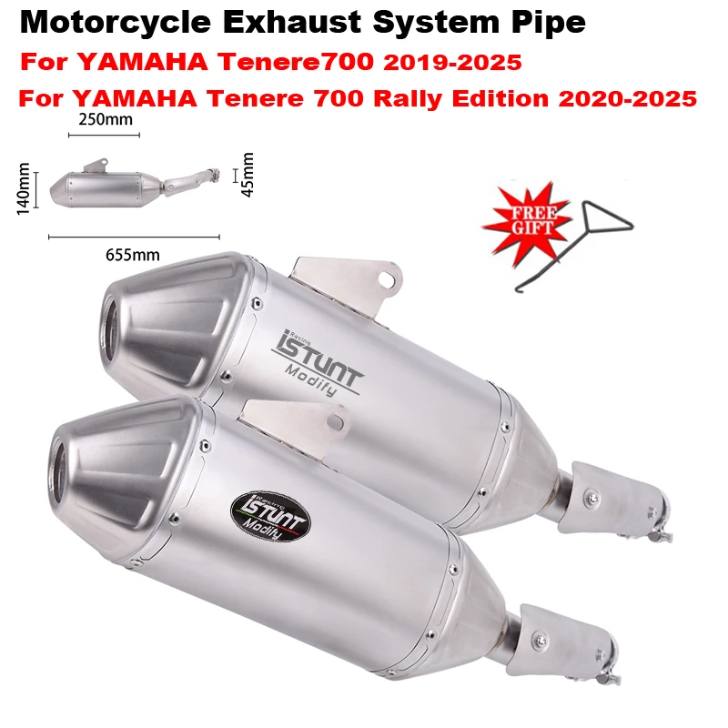 

Slip On Motorcycle Exhaust Escape Middle Link Pipe With Muffler Moto For YAMAHA Tenere 700 Rally Edition 2019 2020 2021 - 2025