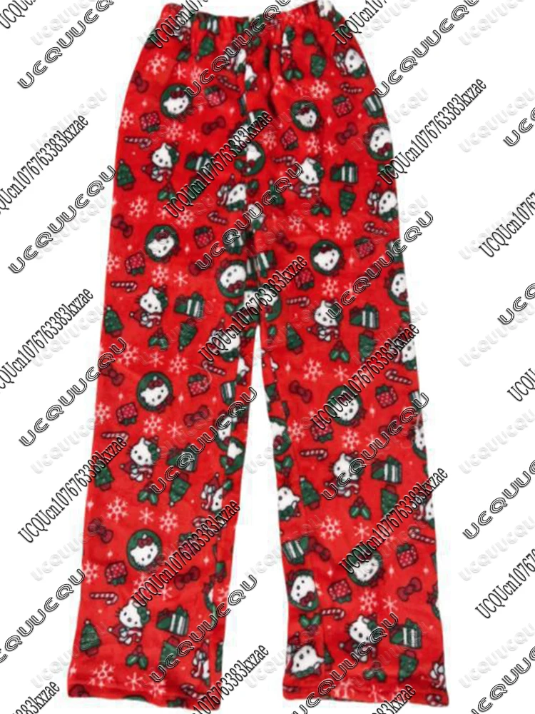 Sanrio noël Hello Kitty imprimer sweat à capuche avec fermeture éclair + pyjama pantalon pour femmes automne hiver costumes décontractés Y2K Harajuku pantalons de sport