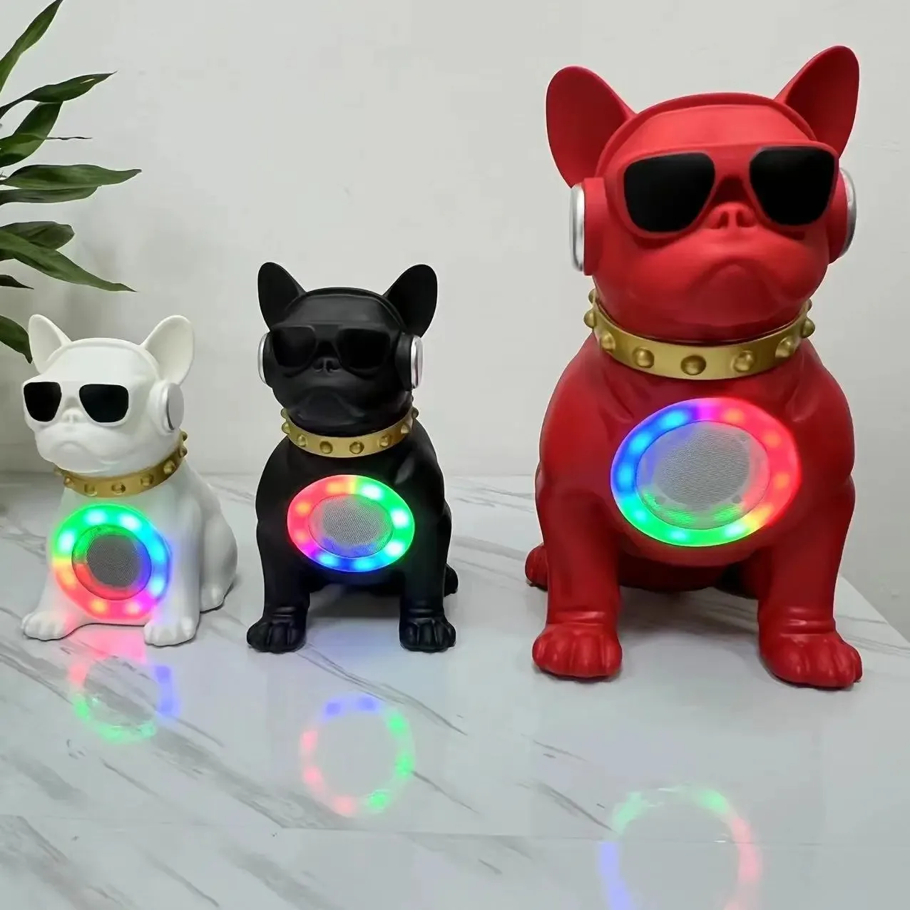 

Portable Bulldog Wireless RGB Speakers Bluetooth High Quality Heavy Bass 3D Sound Surround Radio FM Desktop Outdoor Subwoof