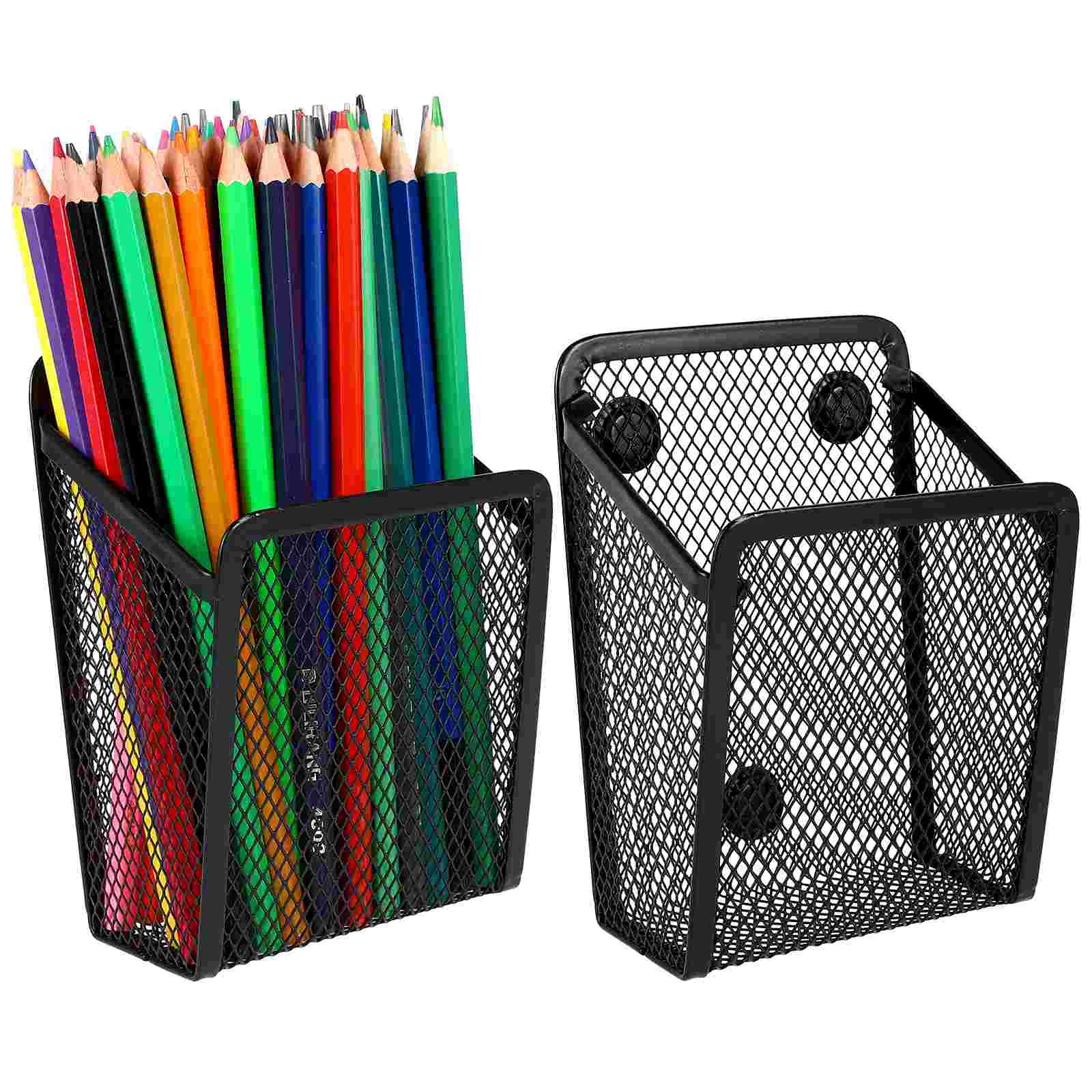 

2 Pcs White Board Storage Basket Magnets Magnetic Pen Holder Whiteboard Eraser Iron School Supplies