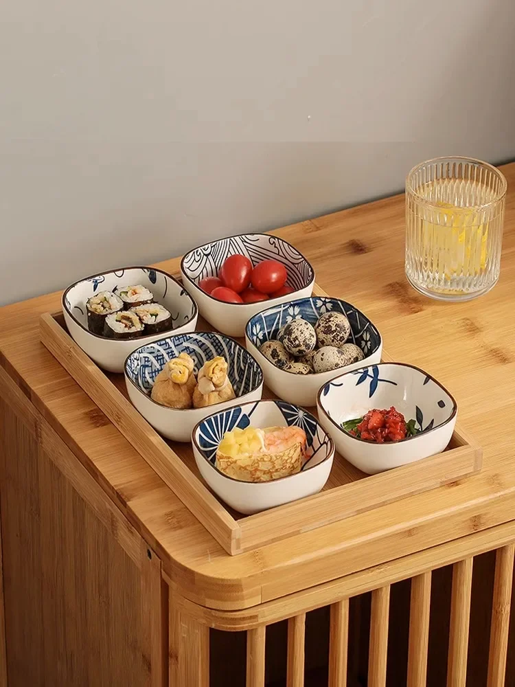Japanese Style Ceramic Seasoning Plate Square Home Use Small Snack Dish Appetizer Wine Dipping Plate Creative Ceramic Plate view 2