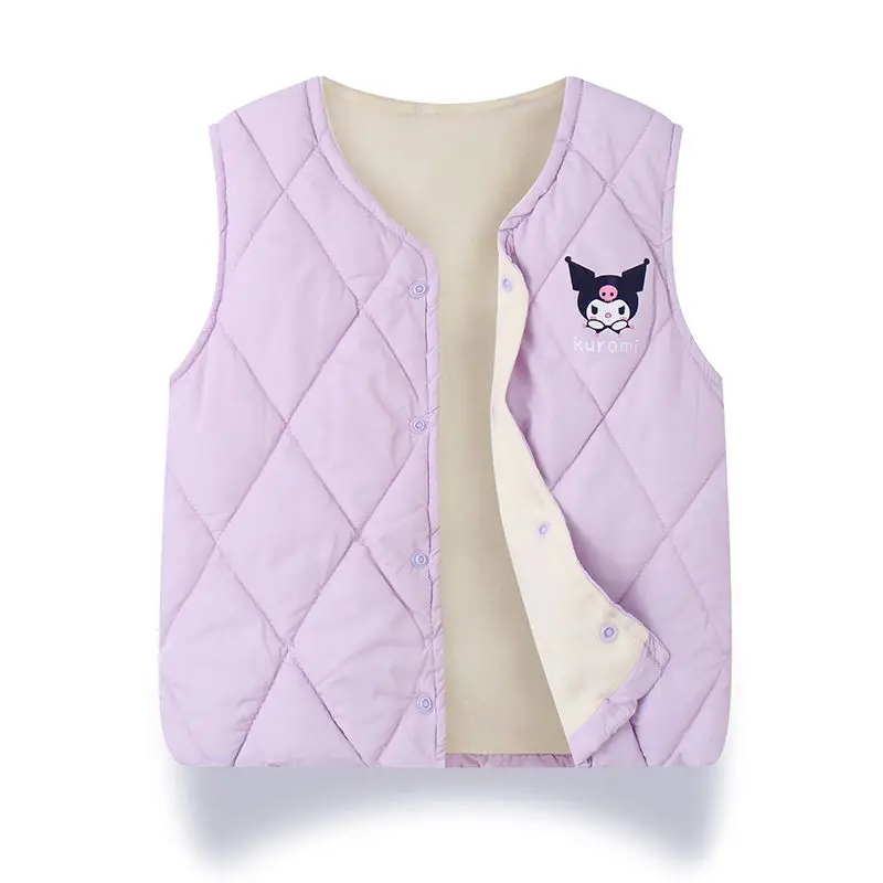 Sanrio Children's Cotton Vest Autumn and Winter New Cartoon Kuromi Cinnamoroll Boys and Girls Plus Velvet Thermal Vest