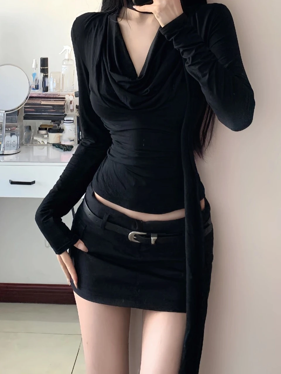 

Американская модная юбка для полных женщин с высокой талией, скрывающая бедра, корректирующая фигуру, укороченная юбка-карандаш