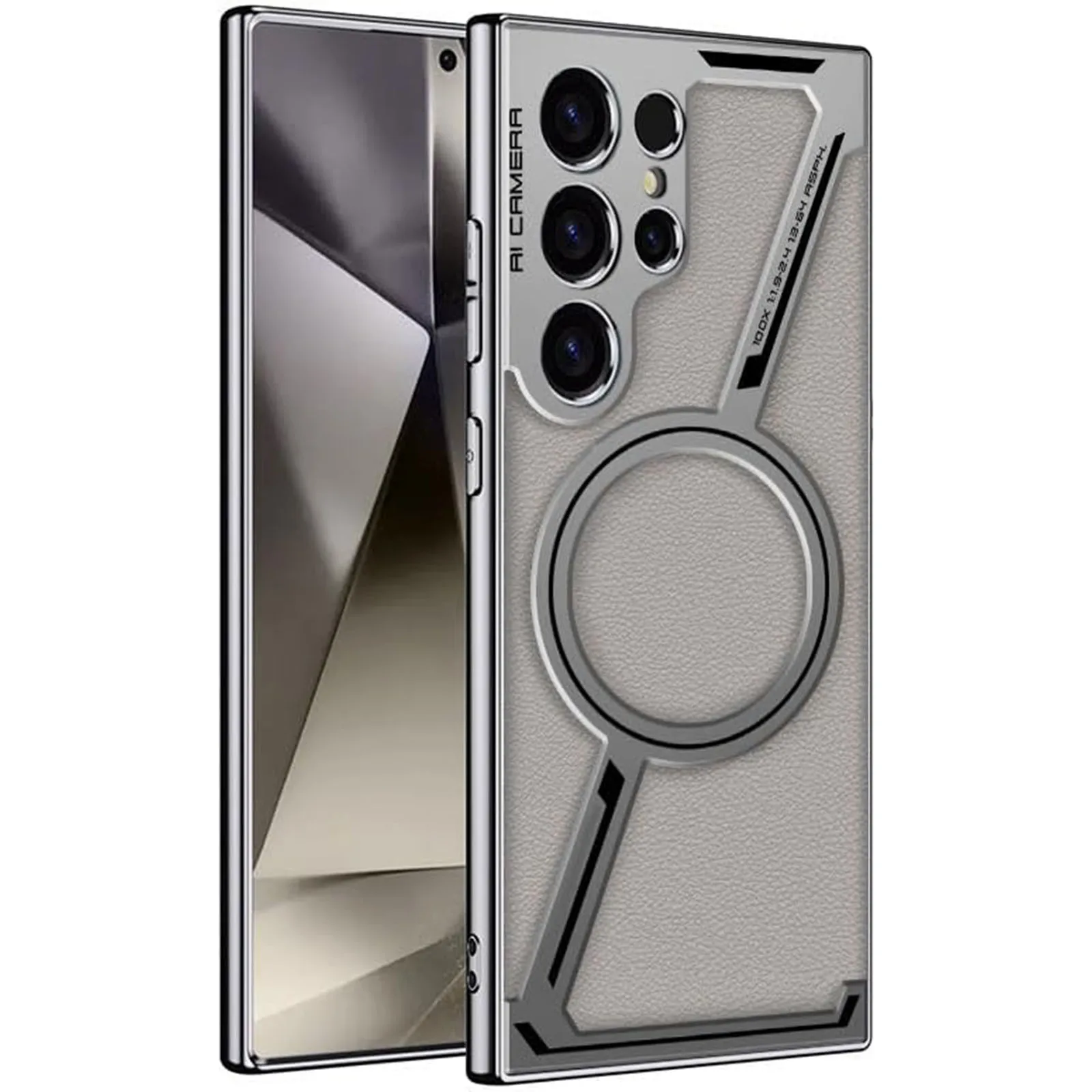 

Magnetic Case for Samsung Galaxy S25 Ultra - Slim Luxury Business Leather, Electroplated, Full Lens Protection