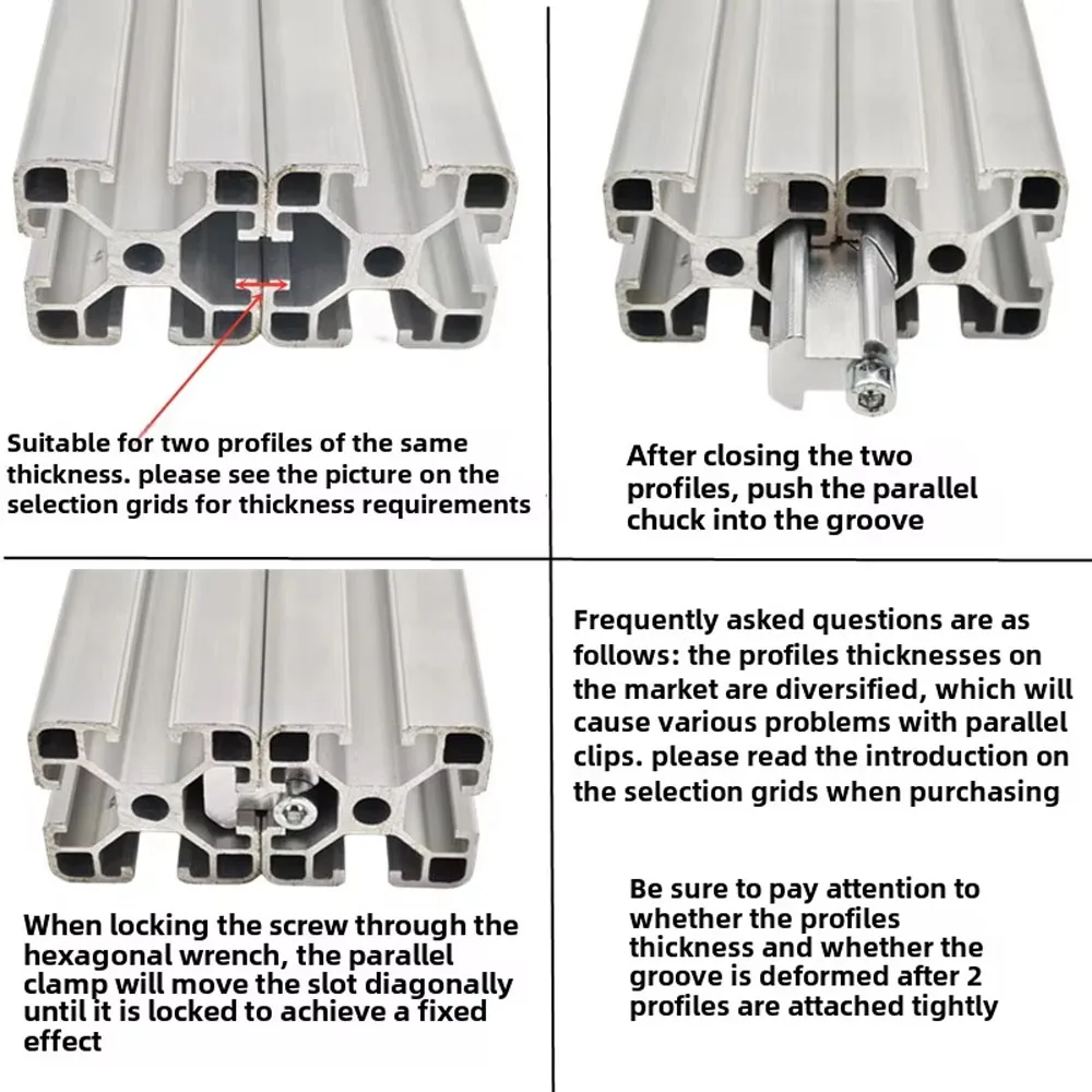 1PCS Aluminum Profile One-Line Connector Parallel Clamping Head  Side-by-Side Docking Fixed Block Built-in
