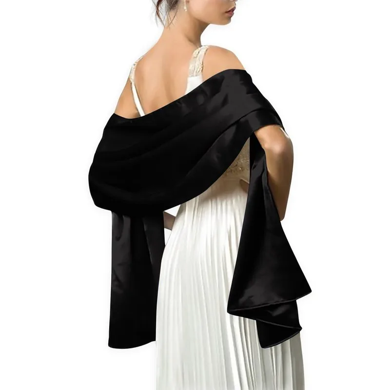 Capa Longa Noite para Mulheres, Xales, Envoltórios, Cetim, Formal, Casamento, Festa, Form, Senhoras, Bolero, 16 Cores, 240x70cm