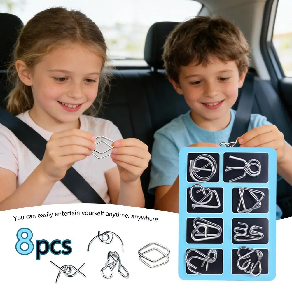 

Chinese Interlocking & Ring Puzzles for Kids Adults, Educational IQ Logic Game for Family, Brain Teaser Puzzles 8 Pack