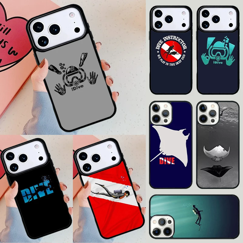 Capa de Celular para Mergulho Subaquático com Tubarão para iPhone 17 Air 14 15 13 12 Max e Apple 14 15 16 16e 11 Pro Max Plus