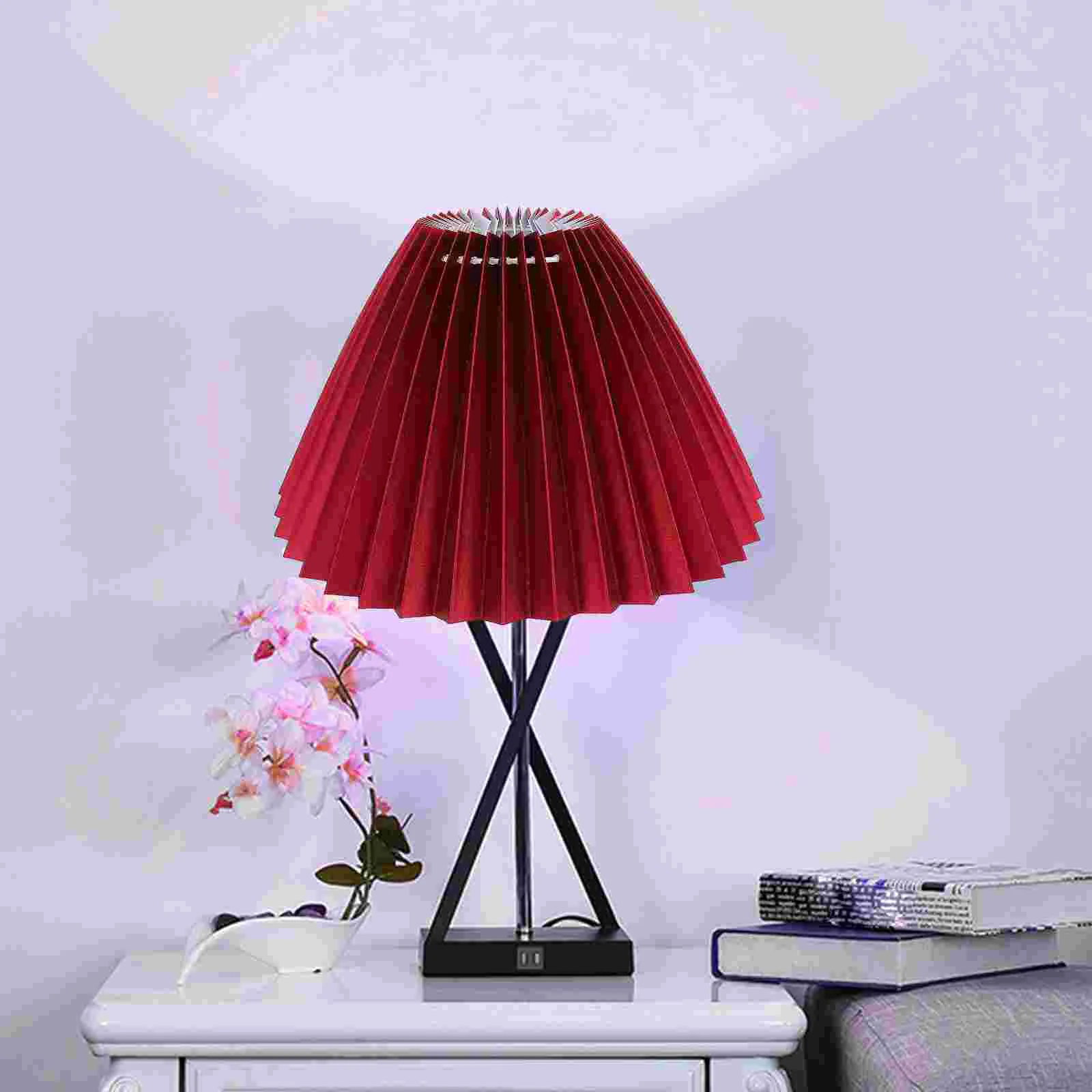 

Pleated Lampshade Creative Light Table Decor Ornament Cloth Craft Simple Style Accessory