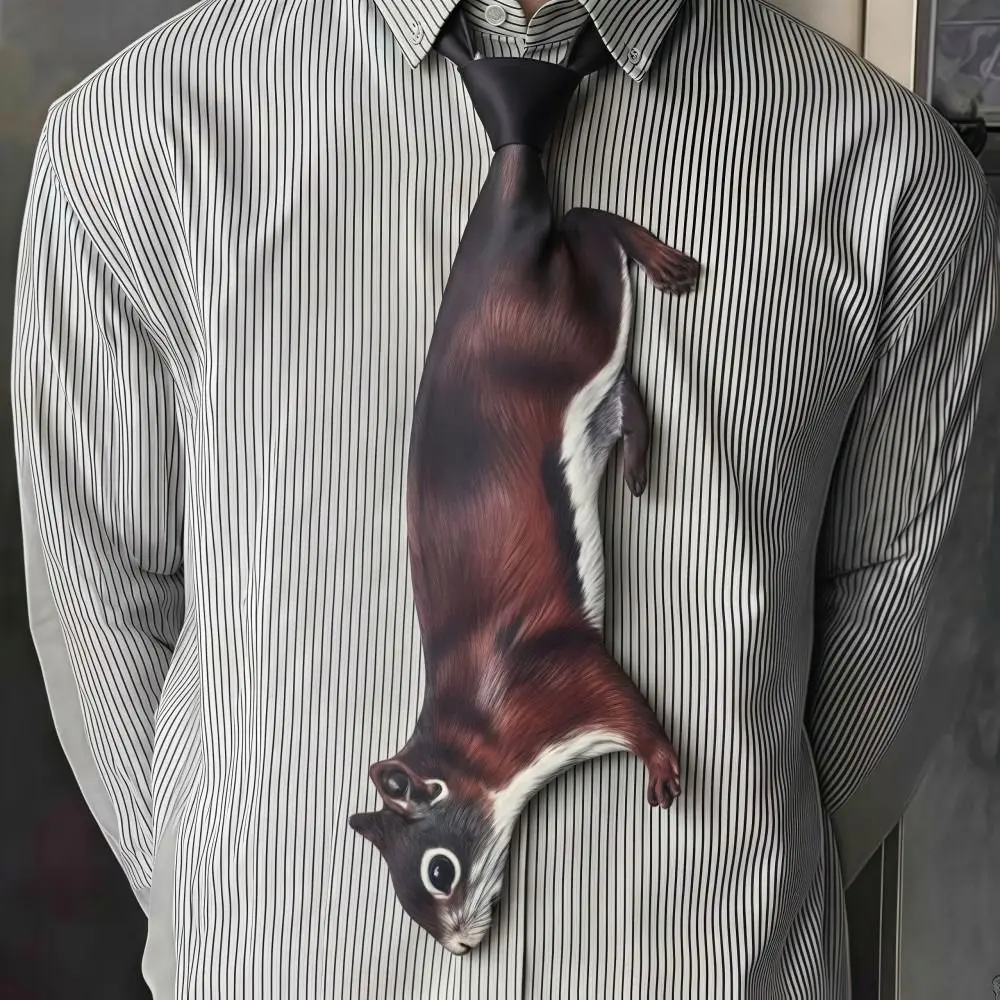 3D Animal Animal-shaped Men's Tie Novelty Lifelike Kitten Necktie Animal Pattern Satin Fabric Creative Neck Tie