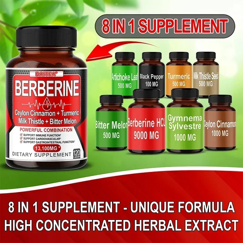 Berberine Supplements - Ceylon Cinnamon, Turmeric, Digestion, Gastrointestinal, Heart, Immunity and Weight Management