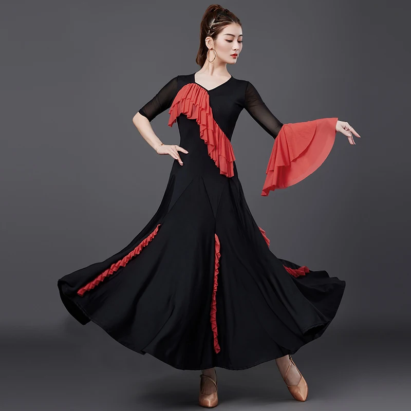 

Professional Modern Dance Dress Women Standard Ballroom Competition Practice Clothes Prom Costume Female Waltz Dresses XH2820