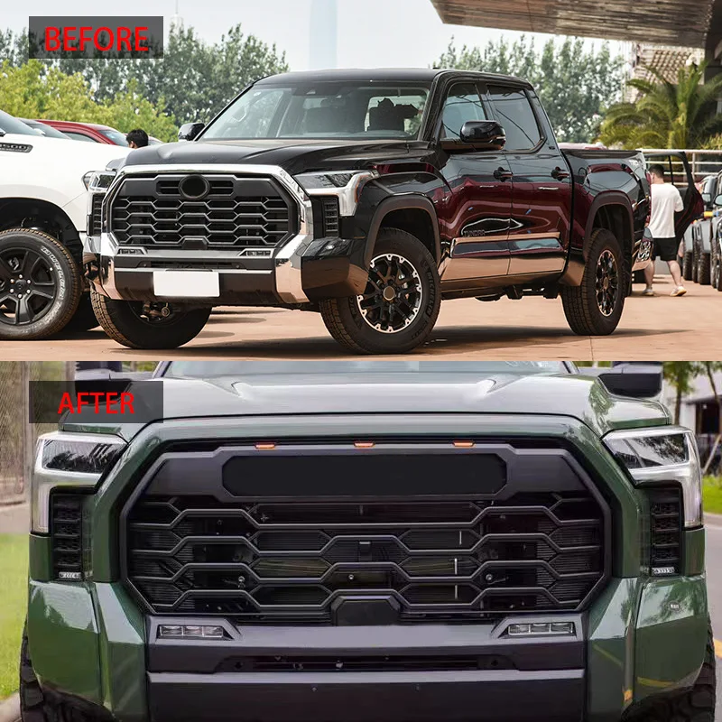 LED Front Grills Bumper Mesh Cover For Toyota Tundra 2022 2023 2024 Modified Car Grille Mask Radiator
