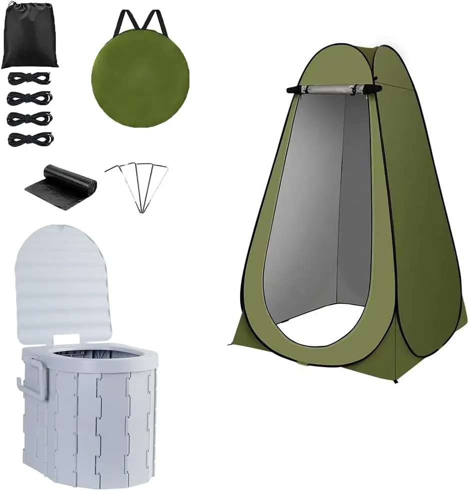 

Portable Toilet Kit with Pop-Up Privacy Tent, Camping Toilet for Outdoor Shower Changing Room