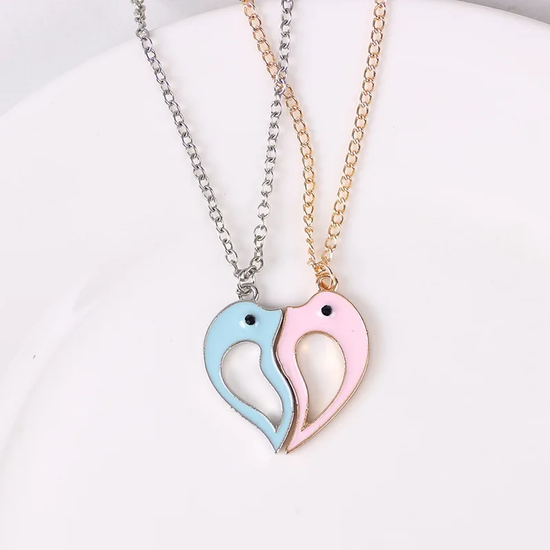 2Pcs Dolphin Couple Necklace for Women Men Cute Animal Pendant Choker  Jewelry Trendy Accessories Party Gifts 2024