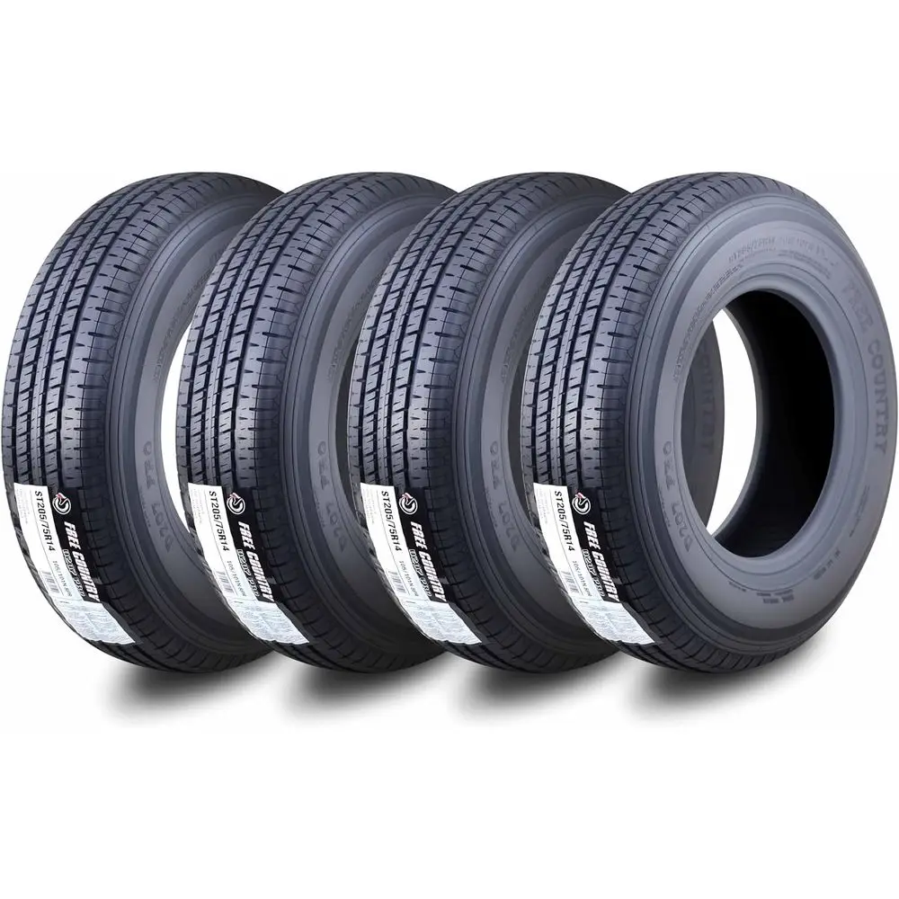 Ride Set 4 Trailer Tires 205/75R14 8-Ply Steel Belted Radial with Scuff Guard