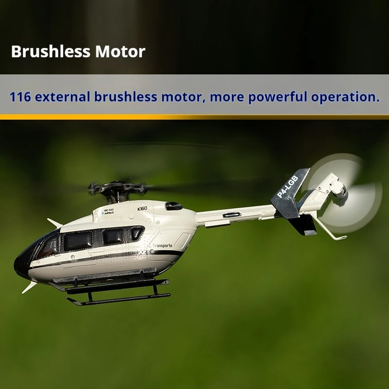 Wltoys K160 EC-145 高度なシミュレーションRCヘリコプター ブラシレスモーター搭載 武装ダクトファンモデル 安定性重視