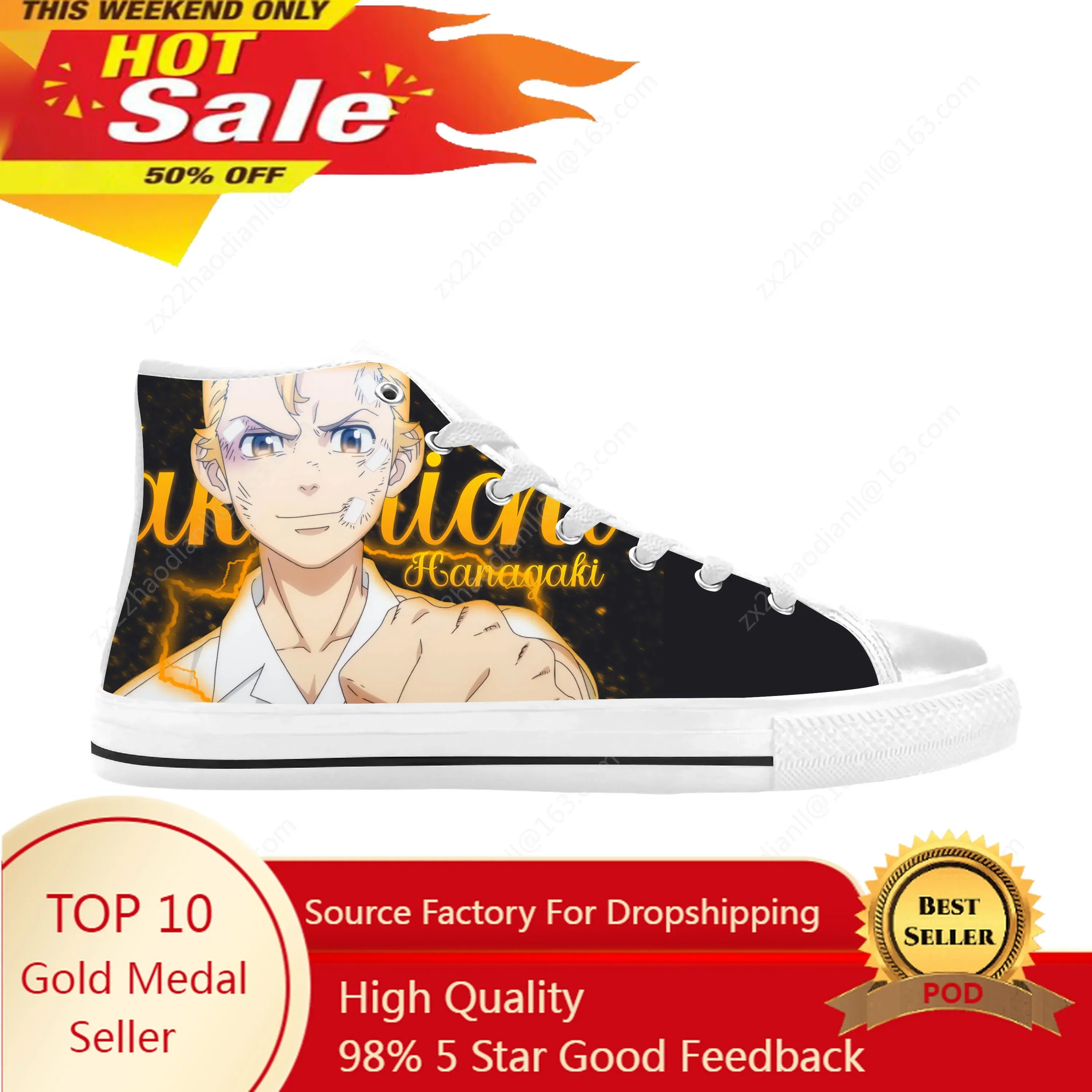 Japanese Anime Tokyo Revengers Hanagaki Takemichi Casual Cloth Shoes High Top Comfortable Breathable 3D Print Men Women Sneakers
