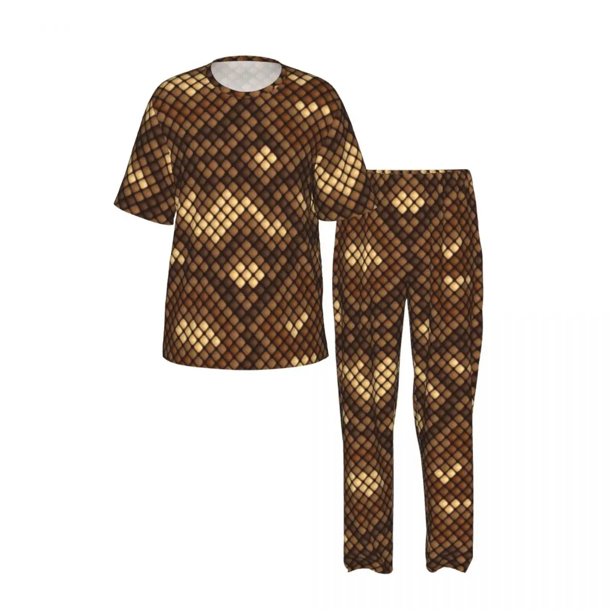Men's short-sleeved pajamas two-piece trousers Snake Texture Print home wear suit sleepwear
