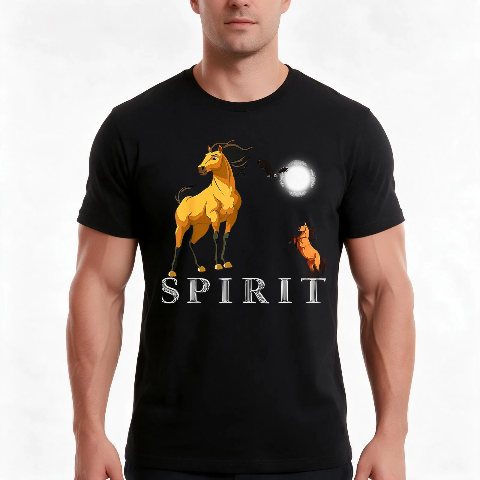 Spirits Stallions of the Cimarrons T-Shirt, Summer Casual Cotton Tee, Oversized Streetwear Tops, Vintage Graphic Print
