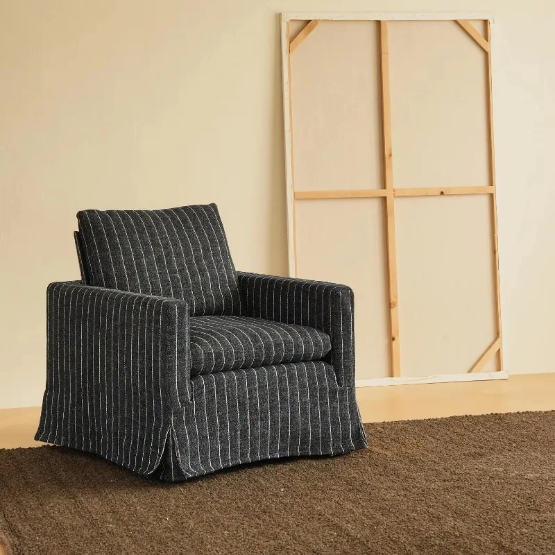 Modern minimalist style, fully removable striped fabric single sofa, suitable for living room or guest room