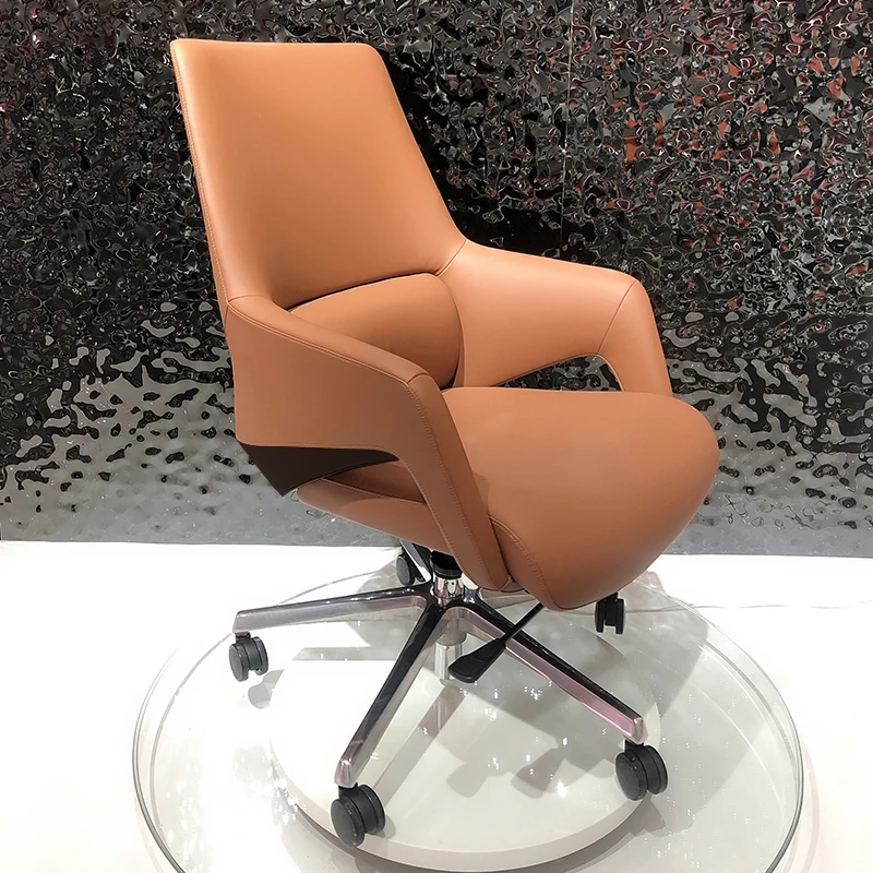

European Style High Back Executive Swivel Chair Luxury Ergonomic Office Chair with Genuine Leather and High-Density Foam
