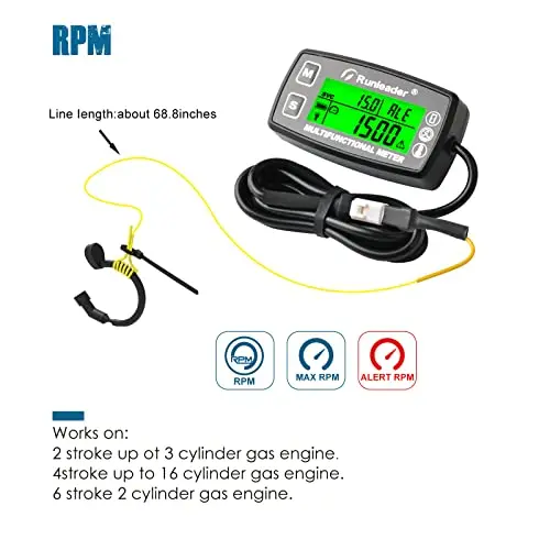Imagem -03 - Display Digital Backlights para Trator de Gramado Hour Meter Medidor de Temperatura do Motor Alert Rpm e Temp Compressor Gerador Snowm