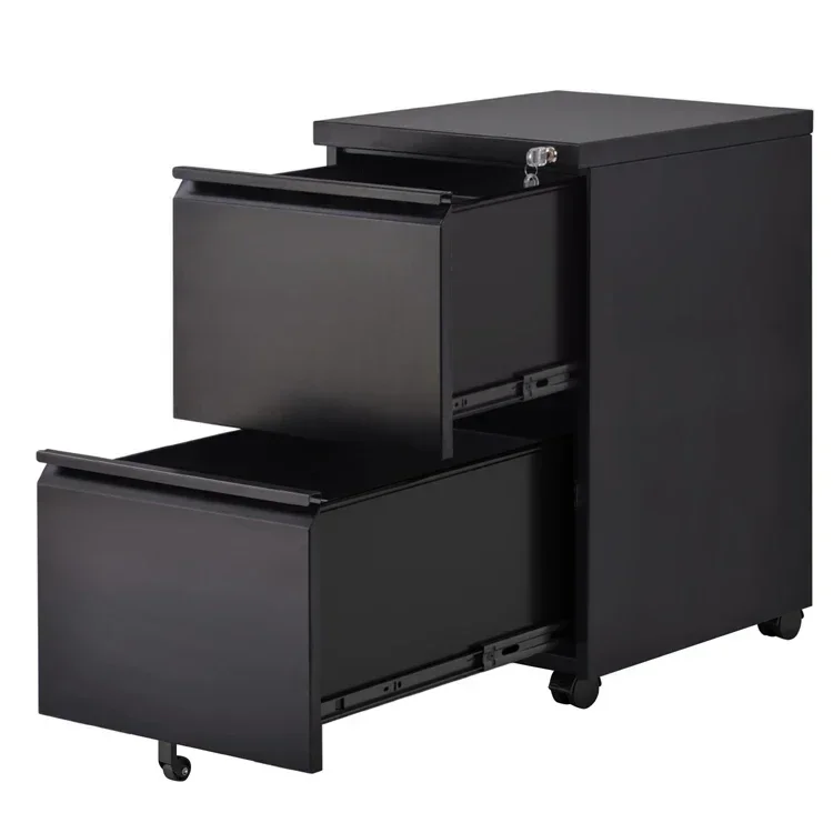 With lock and seat cushion, for home or office rolling 2-drawer wheeled mobile base locker