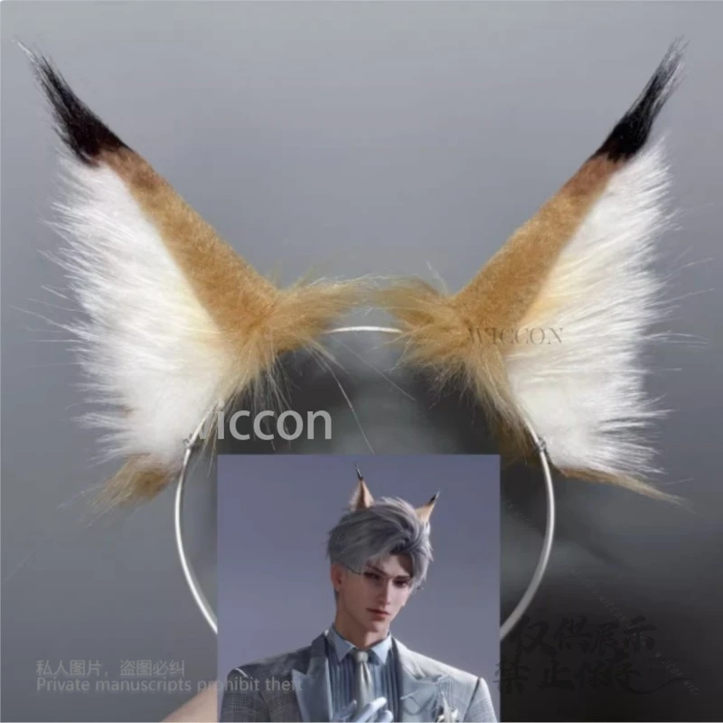 Gioco Love And Deepspace Sylus Costume Cosplay Kawaii Orecchie di gatto Tornante Coda Fursuit Orecchie nere/gialle Puntelli Festa di Halloween Uomini