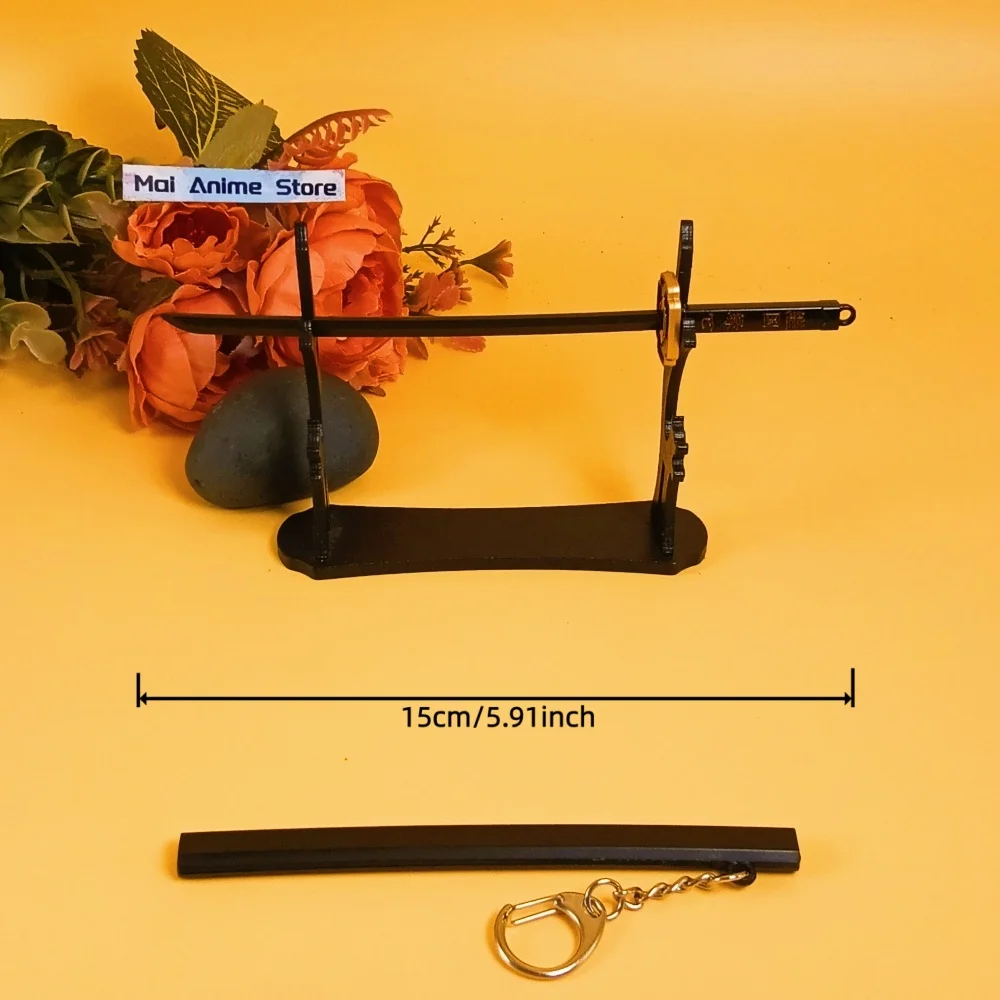 Brelok Anime Katana 15 cm Figurka Metalowy Nóż Ninja Miecz Oryginalny Miecz Samurajski Realistyczny Japoński Katana Niedziałający Miecz Zabawka Prezent