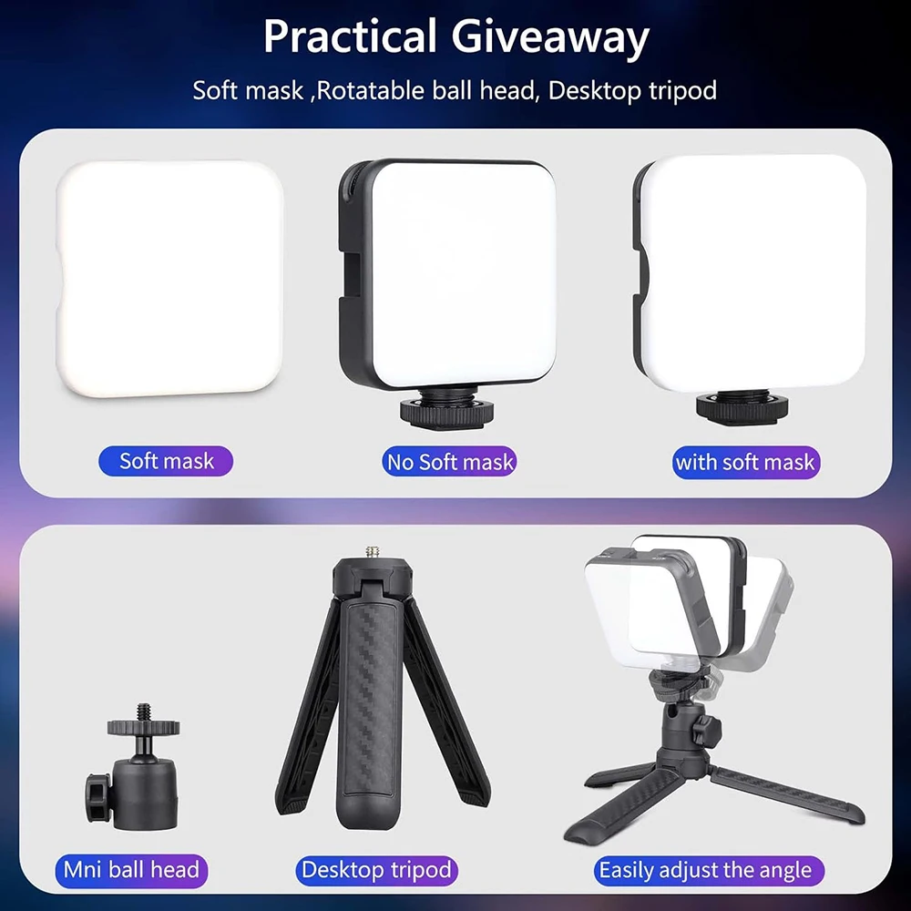 INNOREL-Panel de luz LED T64 para fotografía, lámpara portátil de 2000mAh con montaje de zapata fría para cámara de teléfono y videocámara