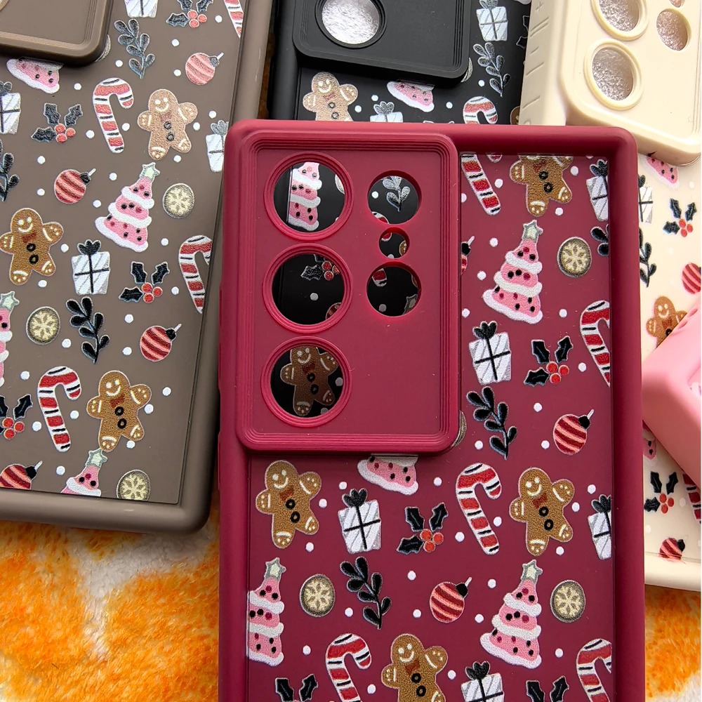 Merry Christmas Cute Print Phone Case for Samsung Galaxy S25 Plus S24 S23 S22 S21 Ultra S24FE Soft TPU New Year Cover Xmas Gifts image 4