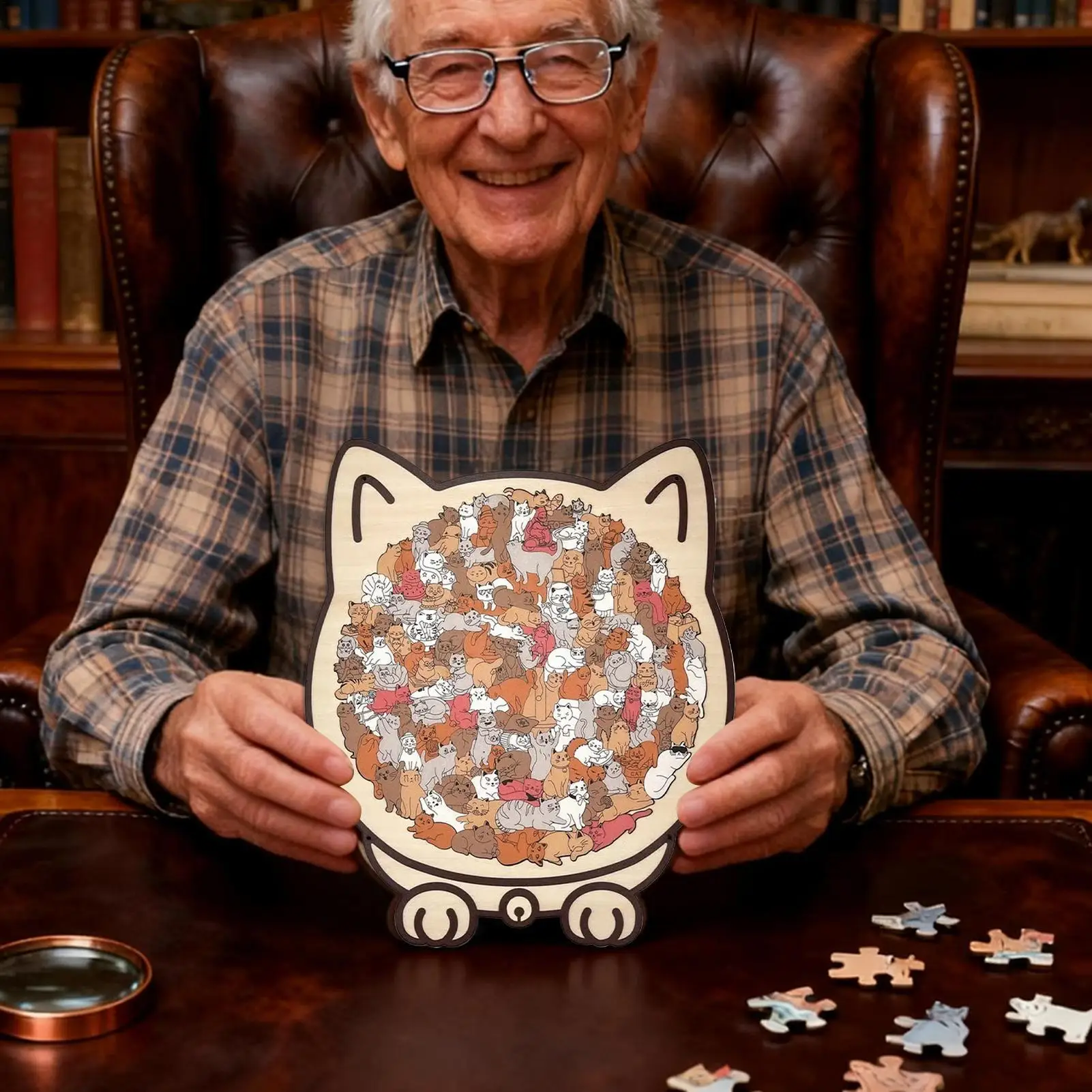 135 قطعة لغز خشبي على شكل قطة بانوراما فريدة من نوعها على شكل حيوان لغز بانوراما ديكورات المنزل هدية الكريسماس للأطفال الأولاد والبنات #4